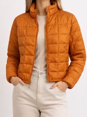 Old Navy Burnt Orange Puffer Jacket XS Quilted Lightweight NWT